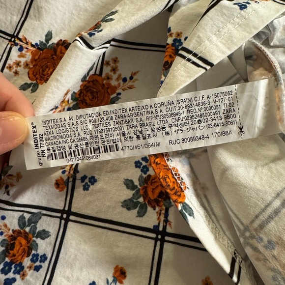 Zara Womens Floral Midi Dress M White Ruffle Collar Cottagecore Boho Peasant - Picture 10 of 10